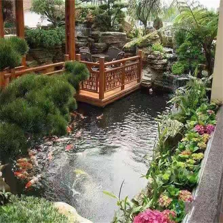 社旗县大型庭院假山鱼池景观设计